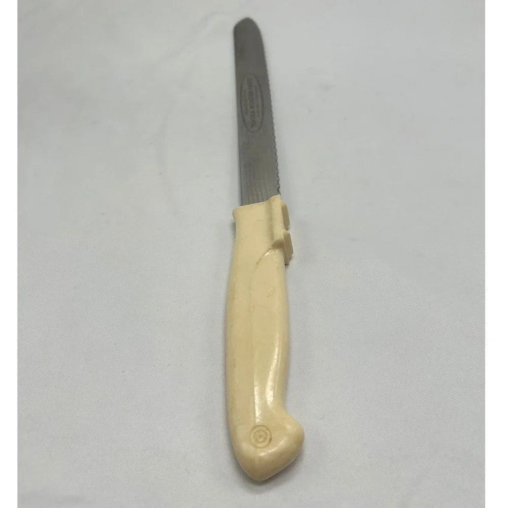 Vintage Magic-Hone Serrated Bread Knife Cream Handle Stainless Steel USA Made‎